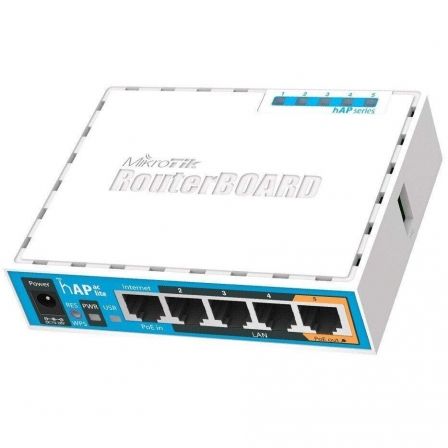 Mikrotik RB952Ui-5ac2nD - Punto de Acceso HAP AC Lite AC750 Router con 5 puertos Ethernet, WiFi Dual-Band, PoE Pasivo, USB, RouterOS